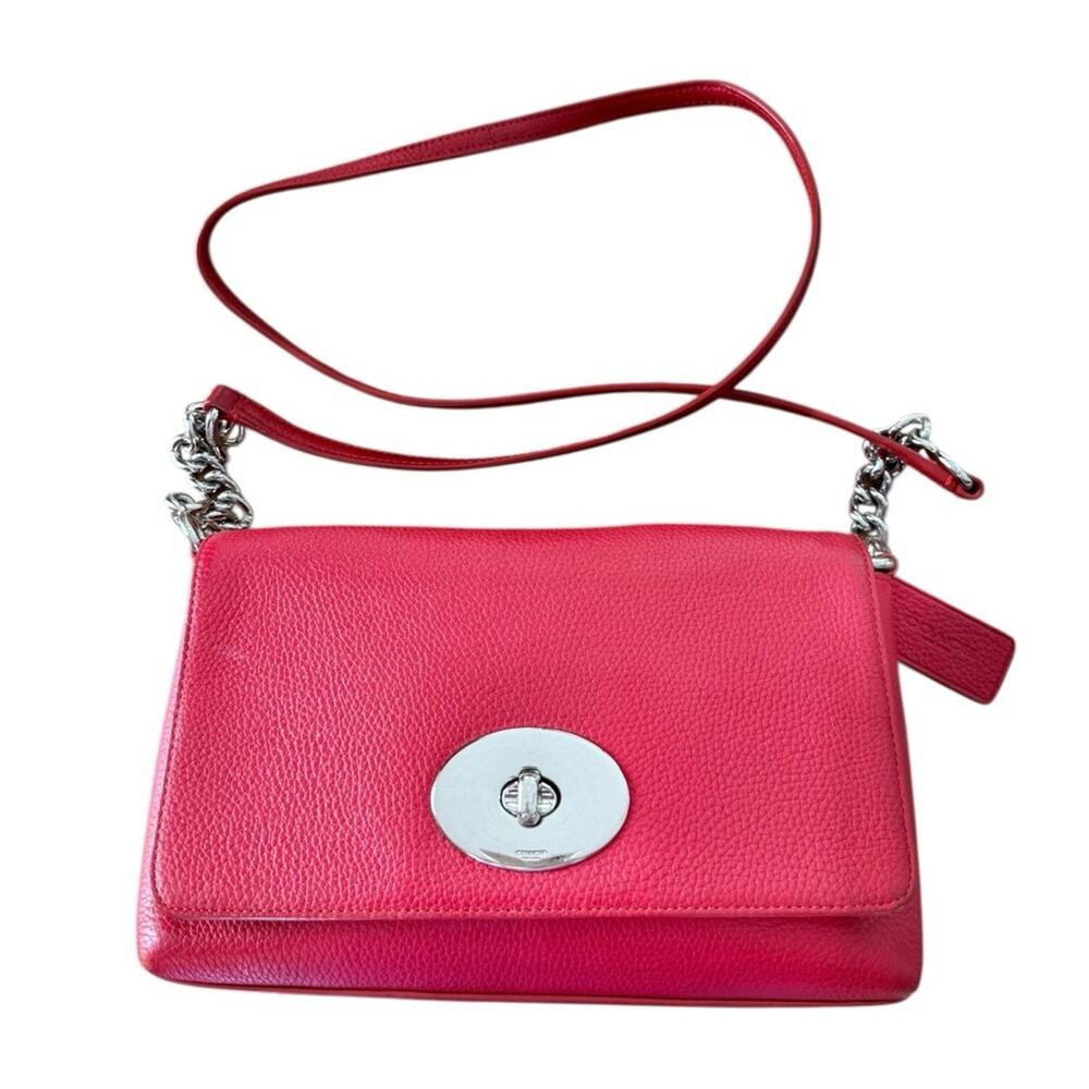 Coach 53083 Crosstown Crossbody Bag Polished Pebble Leather True Red